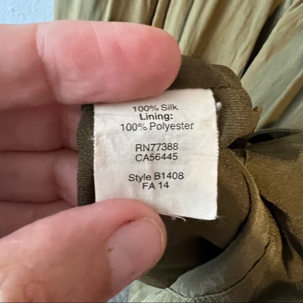 Madewell 100% silk army green Moonset dress size 2 - Picture 6 of 7